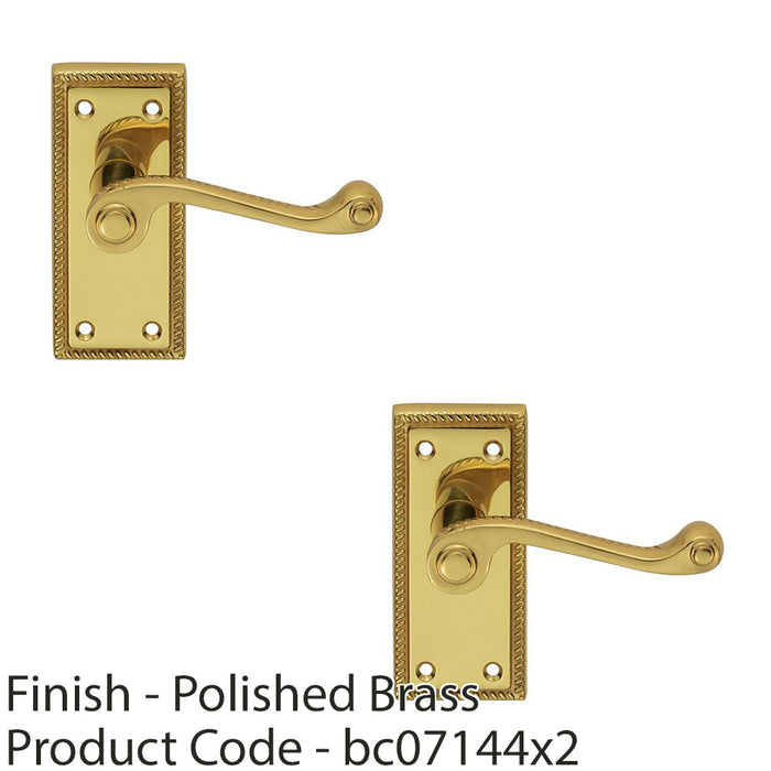 2 PACK Georgian Scroll Internal Latch Door Handle Polished Brass Lever Backplate 1