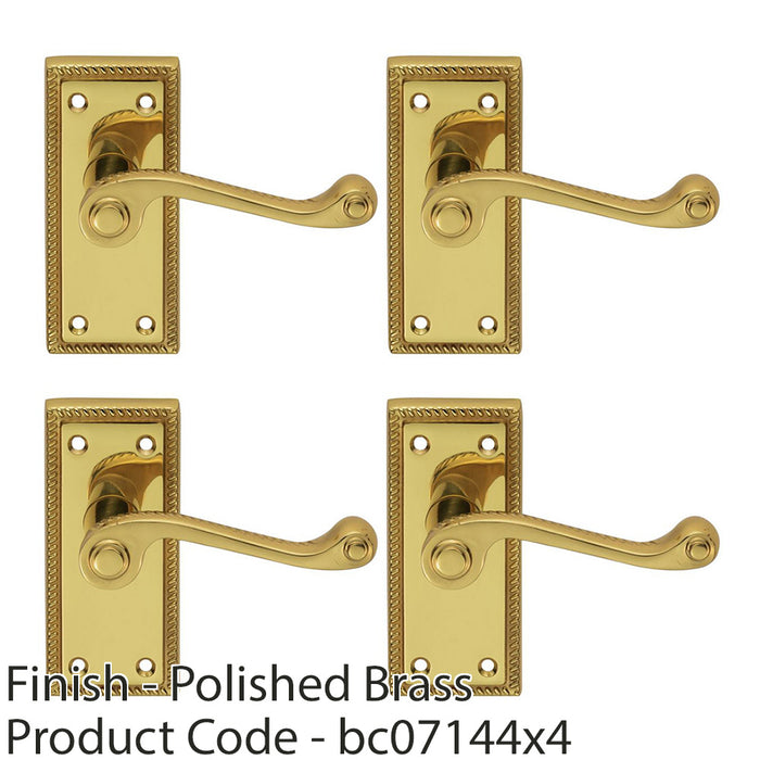 4 PACK Georgian Scroll Internal Latch Door Handle Polished Brass Lever Backplate 1