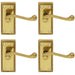 4 PACK Georgian Scroll Internal Latch Door Handle Polished Brass Lever Backplate