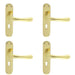 4 PACK Smooth Rounded Latch & Lock Door Handle Polished Brass Lever On Backplate