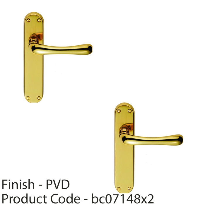 2 PACK Smooth Rounded Internal Latch Door Handle Polished Brass Lever Backplate 1