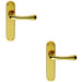 2 PACK Smooth Rounded Internal Latch Door Handle Polished Brass Lever Backplate