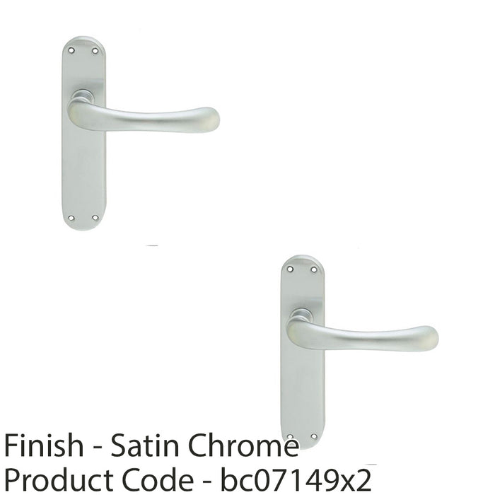 2 PACK Smooth Rounded Internal Latch Door Handle Satin Chrome Lever On Backplate 1