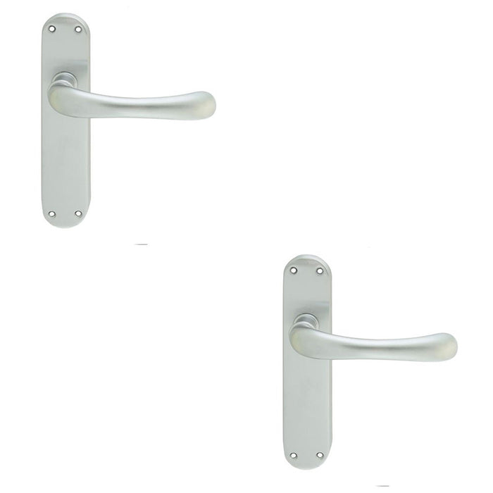 2 PACK Smooth Rounded Internal Latch Door Handle Satin Chrome Lever On Backplate