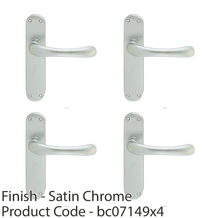 4 PACK Smooth Rounded Internal Latch Door Handle Satin Chrome Lever On Backplate 1