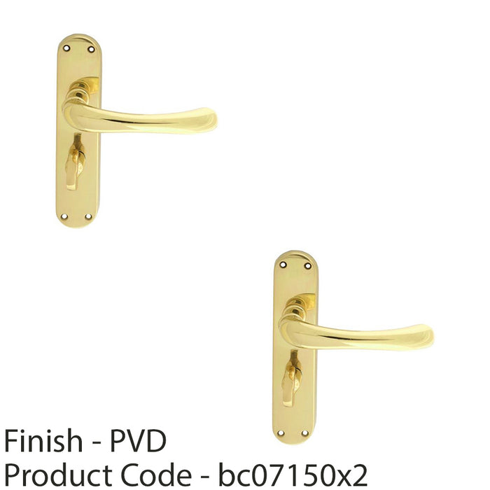 2 PACK Smooth Rounded Bathroom Latch Door Handle Polished Brass Lever Backplate 1