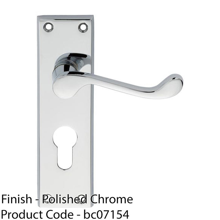 Victorian Scroll Latch & EURO Lock Door Handle Polished Chrome Lever Backplate 1