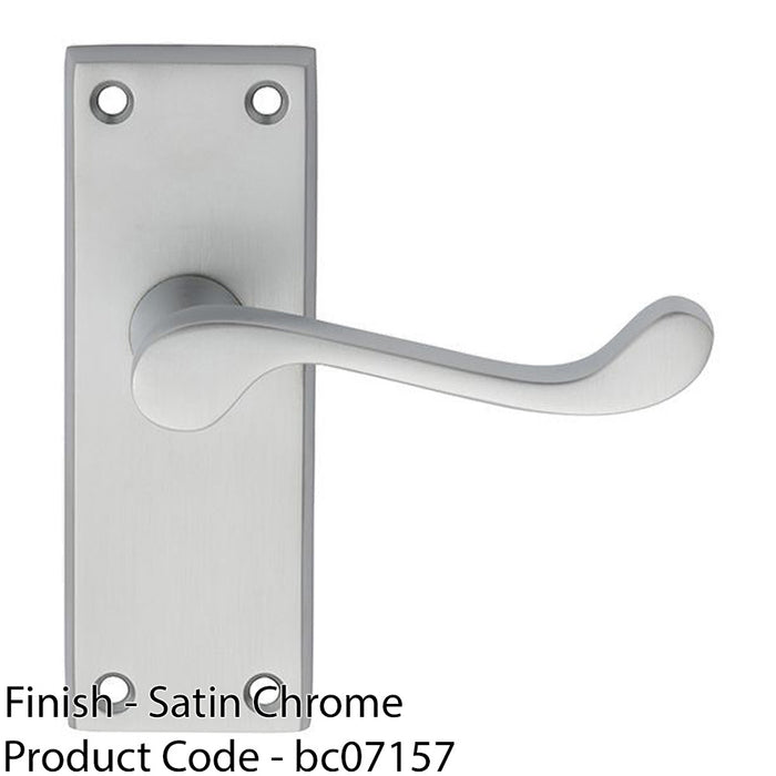 Victorian Scroll Internal Latch Door Handle - Satin Chrome Lever On Backplate 1