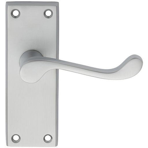 Victorian Scroll Internal Latch Door Handle - Satin Chrome Lever On Backplate