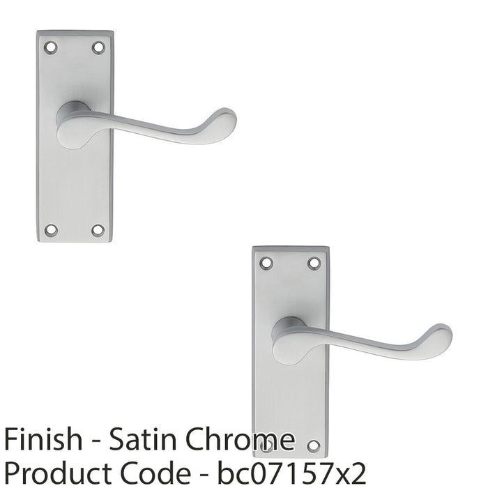 2 PACK Victorian Scroll Internal Latch Door Handle Satin Chrome Lever Backplate 1