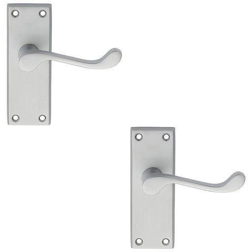 2 PACK Victorian Scroll Internal Latch Door Handle Satin Chrome Lever Backplate