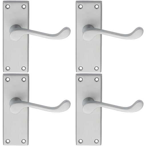 4 PACK Victorian Scroll Internal Latch Door Handle Satin Chrome Lever Backplate