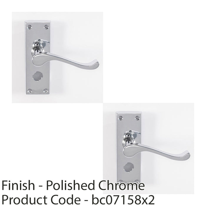 2 PACK Victorian Scroll Bathroom Latch Door Handle Polished Chrome On Backplate 1