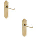 2 PACK Victorian Internal Latch Door Handle Polished Brass On Shaped Backplate