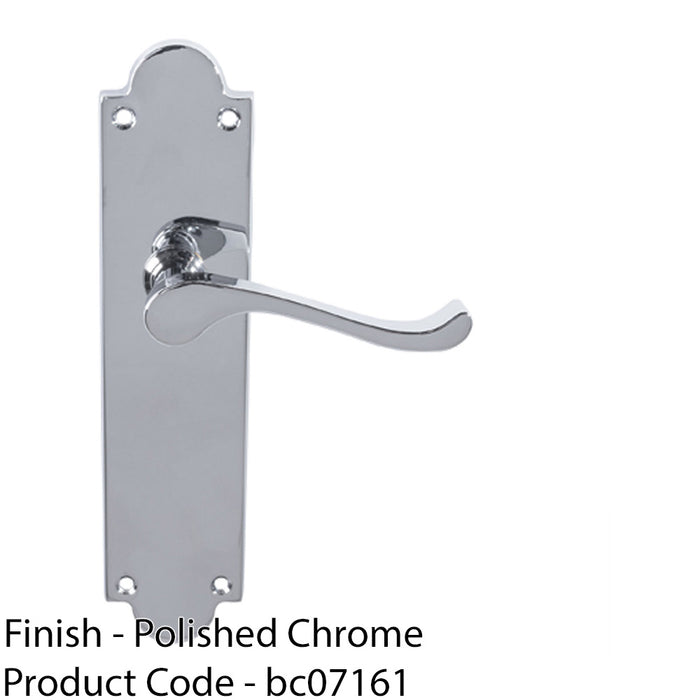 Victorian Internal Latch Door Handle - Polished Chrome Lever On Shaped Backplate 1