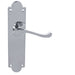 Victorian Internal Latch Door Handle - Polished Chrome Lever On Shaped Backplate