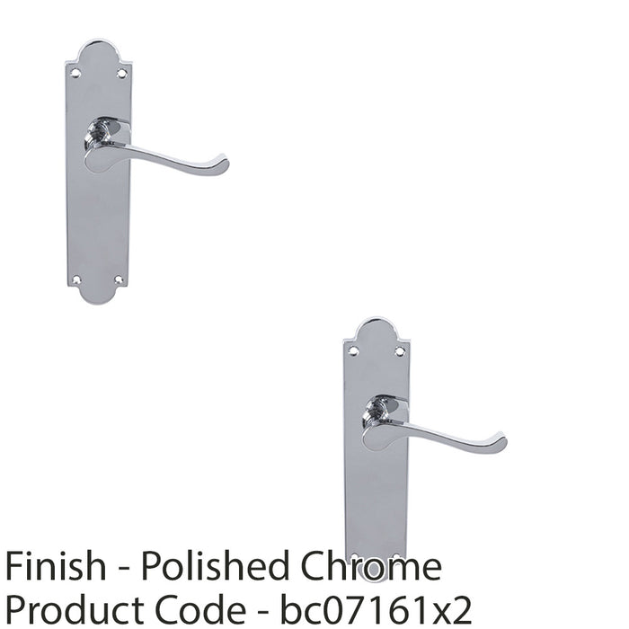 2 PACK Victorian Internal Latch Door Handle Polished Chrome On Shaped Backplate 1