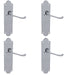 4 PACK Victorian Internal Latch Door Handle Polished Chrome On Shaped Backplate