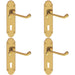 4 PACK Victorian Latch & Lock Door Handle Polished Brass Lever Shaped Backplate