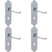 4 PACK Victorian Latch & Lock Door Handle Polished Chrome Lever Shaped Backplate