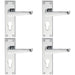 4 PACK Straight Victorian Latch EURO Lock Door Handle Polished Chrome Backplate