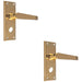 2 PACK Straight Victorian Bathroom Latch Door Handle Polished Brass Lever Plate