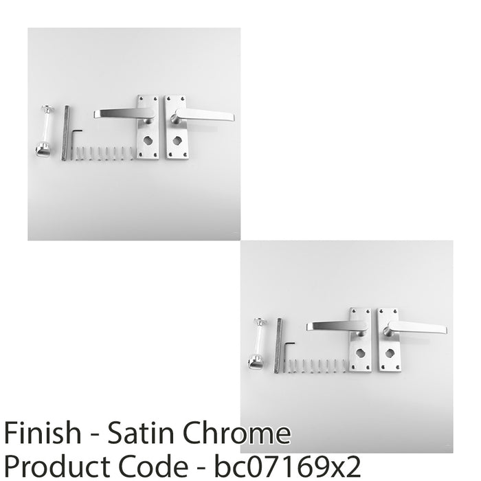 2 PACK Straight Victorian Bathroom Latch Door Handle Polished Chrome Backplate 1