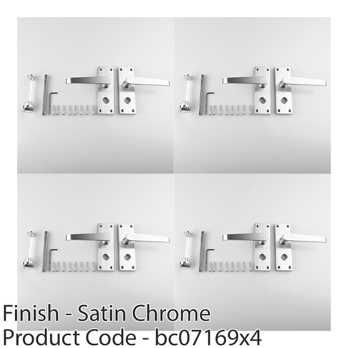 4 PACK Straight Victorian Bathroom Latch Door Handle Polished Chrome Backplate 1