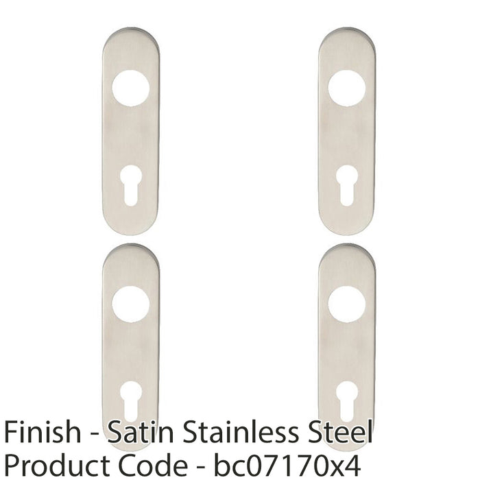 4x PAIR Radius Lock EURO Cylinder Plate Cover 170x45x8mm Satin Steel DIN 72cc 1