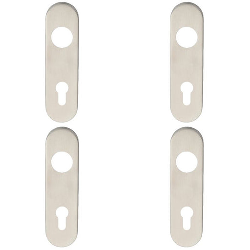 4x PAIR Radius Lock EURO Cylinder Plate Cover 170x45x8mm Satin Steel DIN 72cc