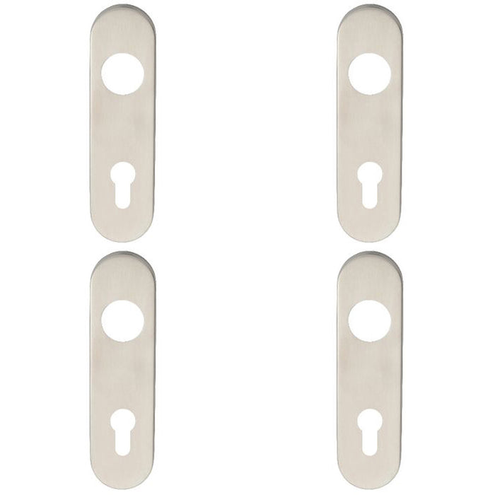 4x PAIR Radius Lock EURO Cylinder Plate Cover 170x45x8mm Satin Steel DIN 72cc