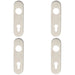 4x PAIR Radius Lock EURO Cylinder Plate Cover 170x45x8mm Satin Steel DIN 72cc