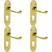 4 PACK Victorian Scroll Latch & EURO Lock Door Handle Brass PVD Lever Backplate