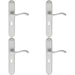 4 PACK Slim Modern Scroll Latch & Lock Door Handle Satin Chrome Lever Backplate