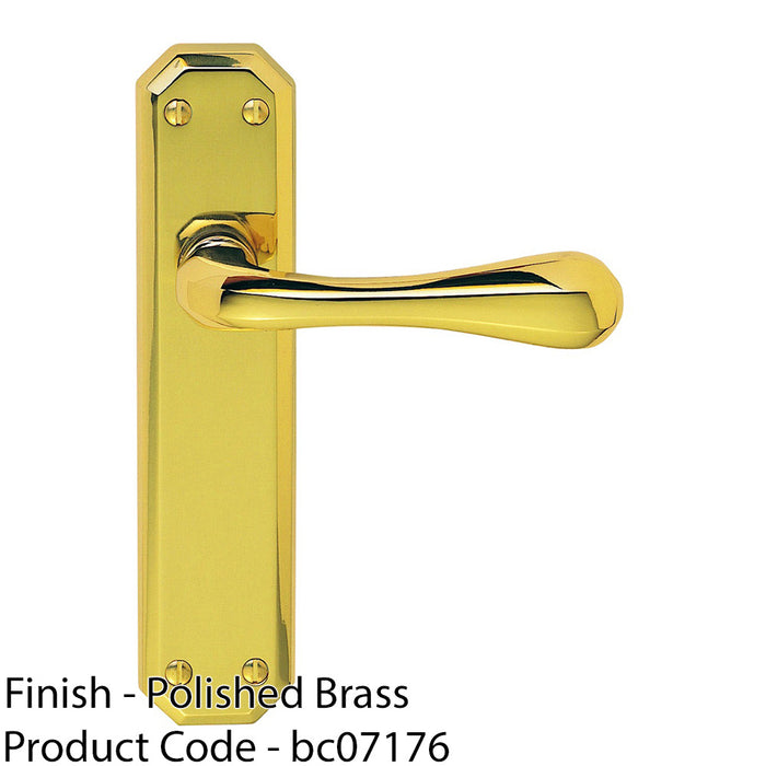 Geometric Internal Latch Door Handle - Polished Brass Lever On Angular Backplate 1