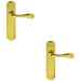 2 PACK Geometric Internal Latch Door Handle Polished Brass On Angular Backplate