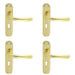 4 PACK Rounded Smooth Latch & Lock Door Handle Polished Brass Lever On Backplate