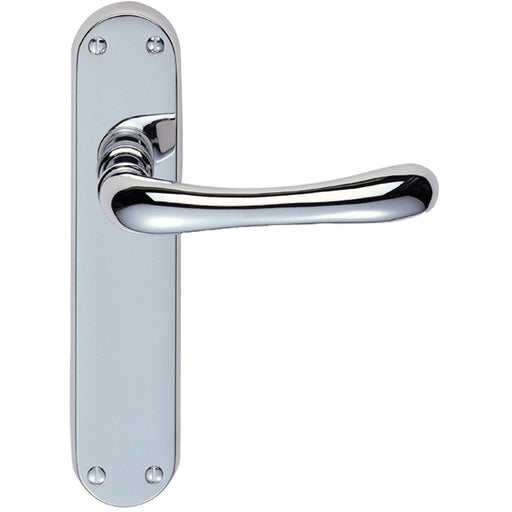 Rounded Smooth Internal Latch Door Handle - Polished Chrome Lever On Backplate