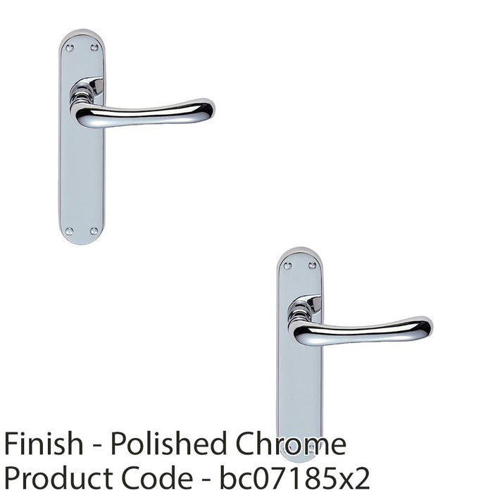 2 PACK Rounded Smooth Internal Latch Door Handle Polished Chrome Lever Backplate 1