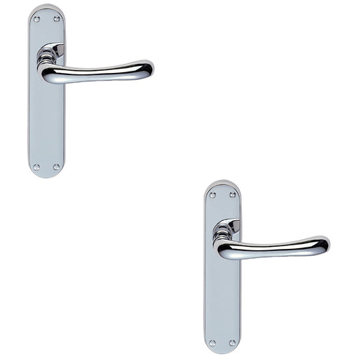 2 PACK Rounded Smooth Internal Latch Door Handle Polished Chrome Lever Backplate