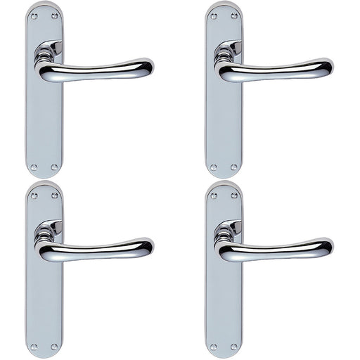 4 PACK Rounded Smooth Internal Latch Door Handle Polished Chrome Lever Backplate