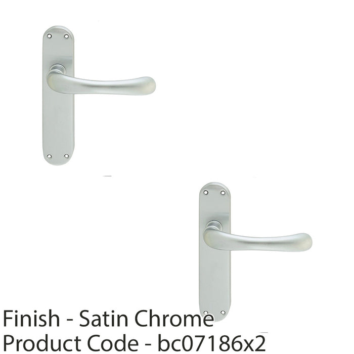 2 PACK Rounded Smooth Internal Latch Door Handle Satin Chrome Lever On Backplate 1