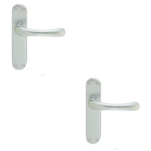 2 PACK Rounded Smooth Internal Latch Door Handle Satin Chrome Lever On Backplate