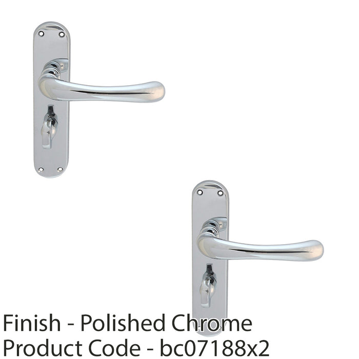 2 PACK Rounded Smooth Bathroom Latch Door Handle Polished Chrome Lever Backplate 1