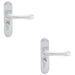 2 PACK Rounded Smooth Bathroom Latch Door Handle Satin Chrome Lever On Backplate