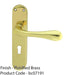 Rounded Flaired Latch & Lock Door Handle - Polished Brass Lever On Backplate 1