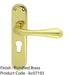 Rounded Flaired Latch & EURO Lock Door Handle - Polished Brass Lever Backplate 1