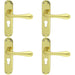 4 PACK Rounded Flaired Latch & EURO Lock Door Handle Polished Brass Lever Plate