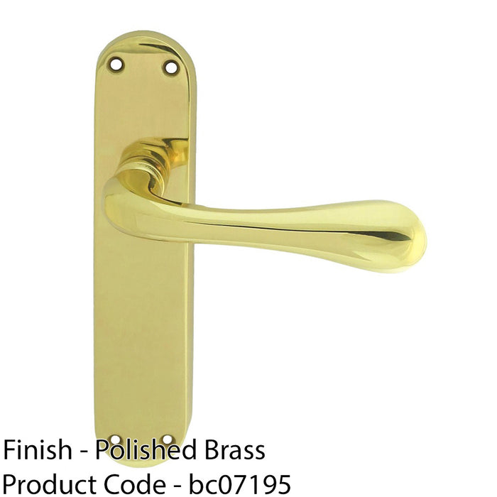 Rounded Flaired Internal Latch Door Handle - Polished Brass Lever On Backplate 1