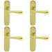 4 PACK Rounded Flaired Internal Latch Door Handle Polished Brass Lever Backplate